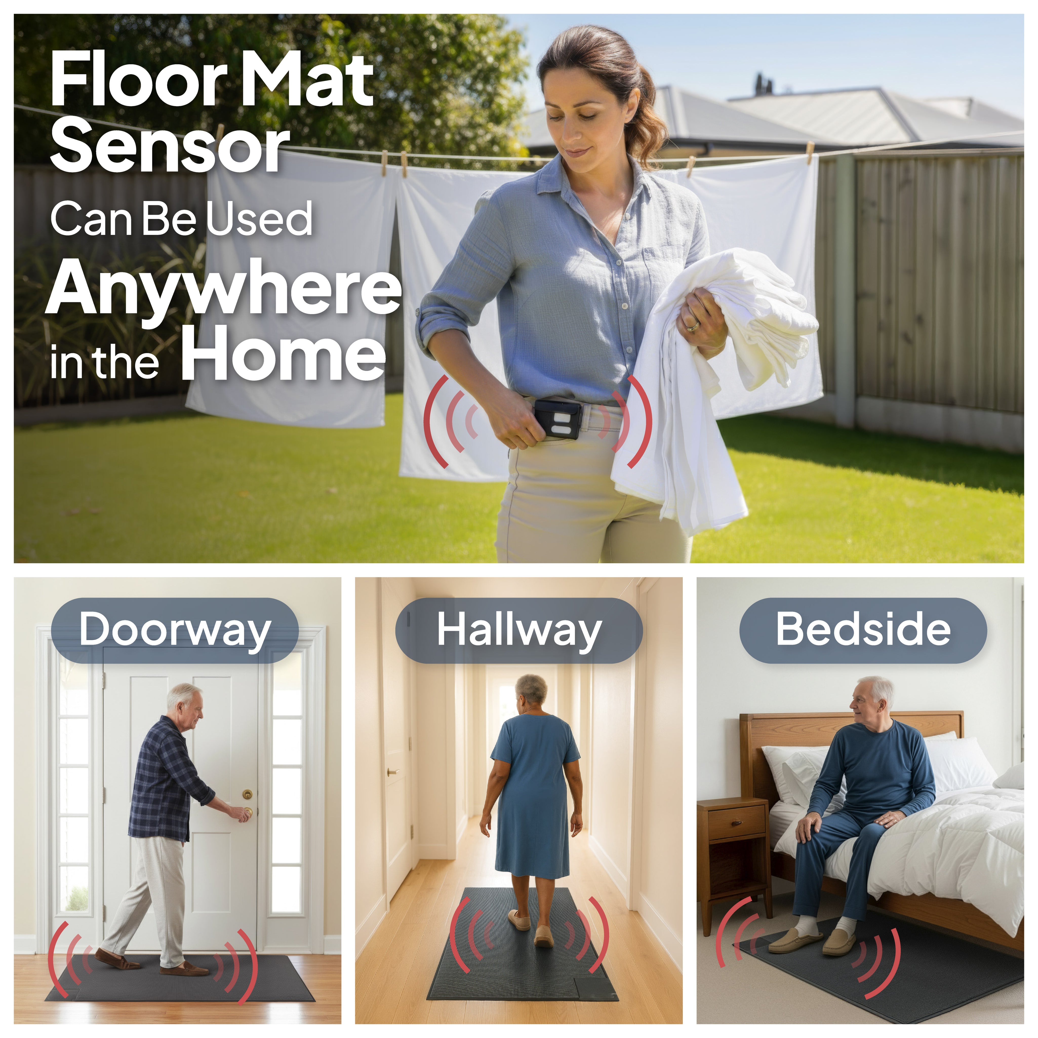 Bedside Floor Mat Alarm with Caregiver Pager